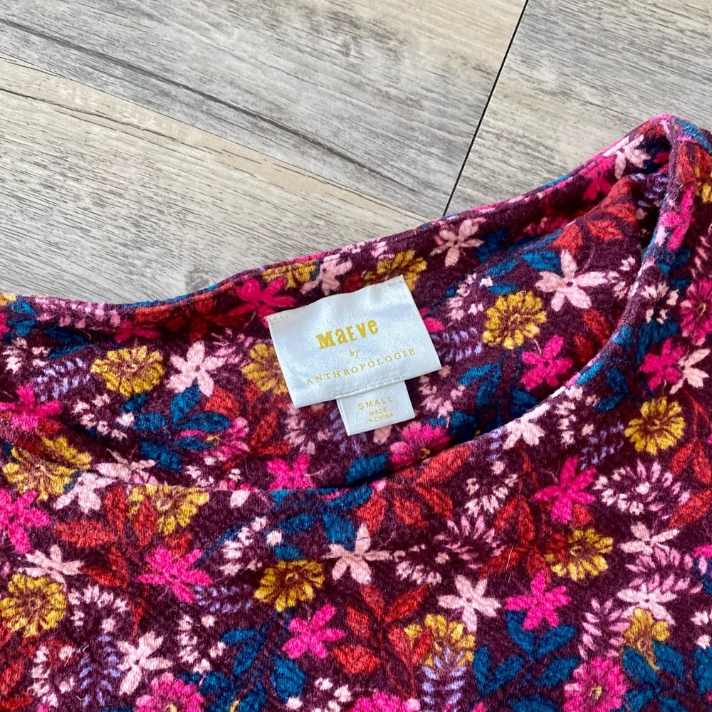 Anthropologie Floral 3/4 Balloon sleeve shirt - Picture 2 of 3